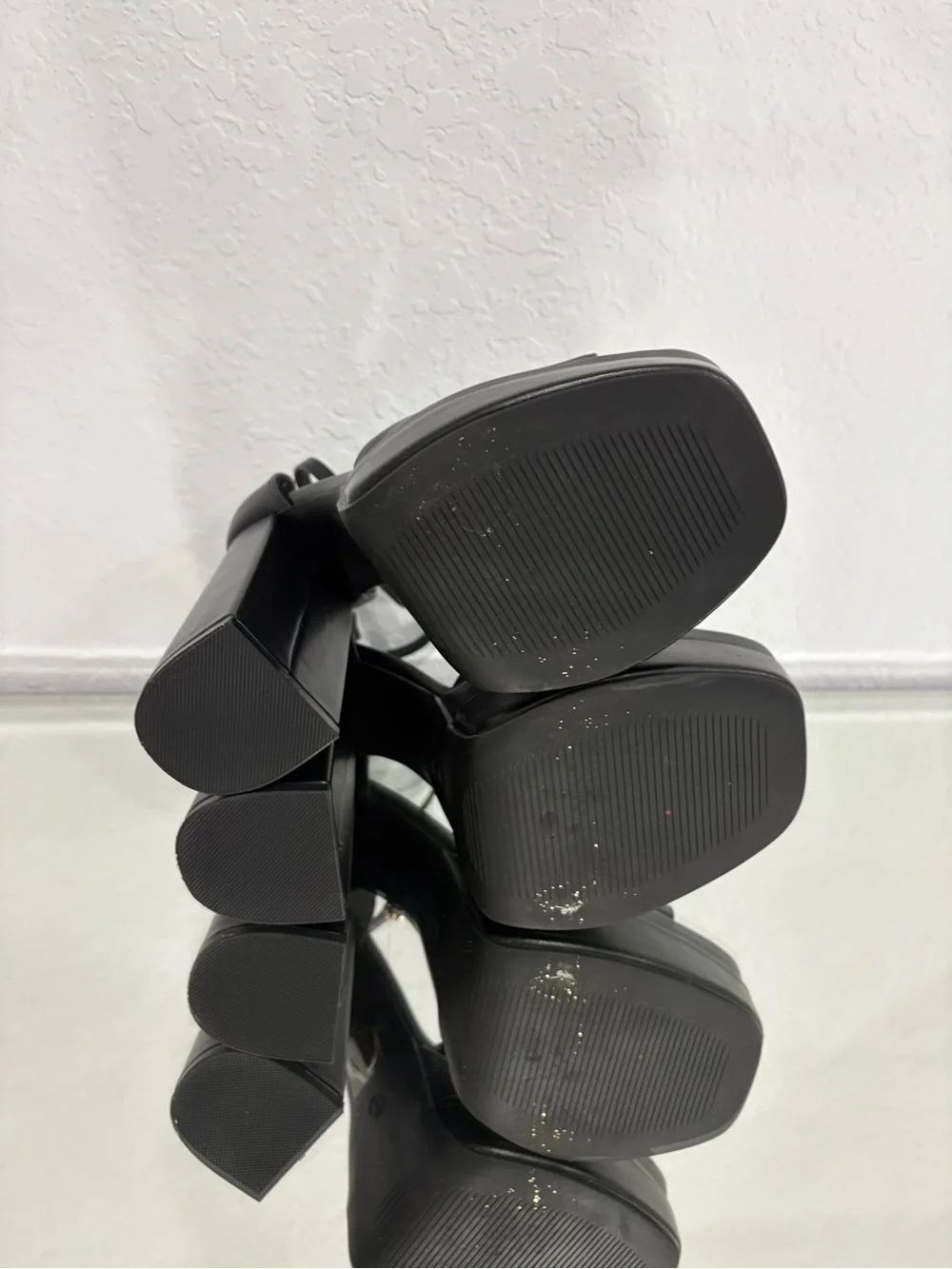 Platform Ankle-Strap Sandals - Black